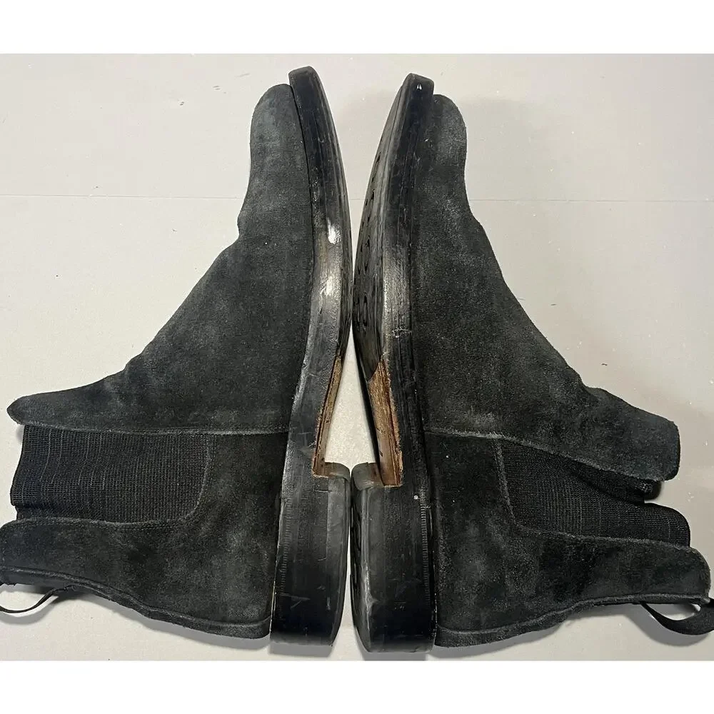 Rag & Bone X Grenson Boots Mens Size 11.5 Black Suede Chelsea‎ Ankle Pull On